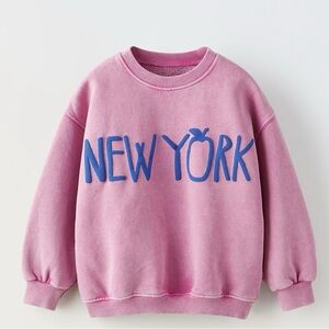 Zara Text Pink Sweatshirt with Blue New York Print